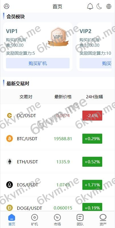【定制版矿机交易系统】全新uinapp矿机交易系统/质押锁仓/平台币市场交易/全球分红/多语言矿机投资