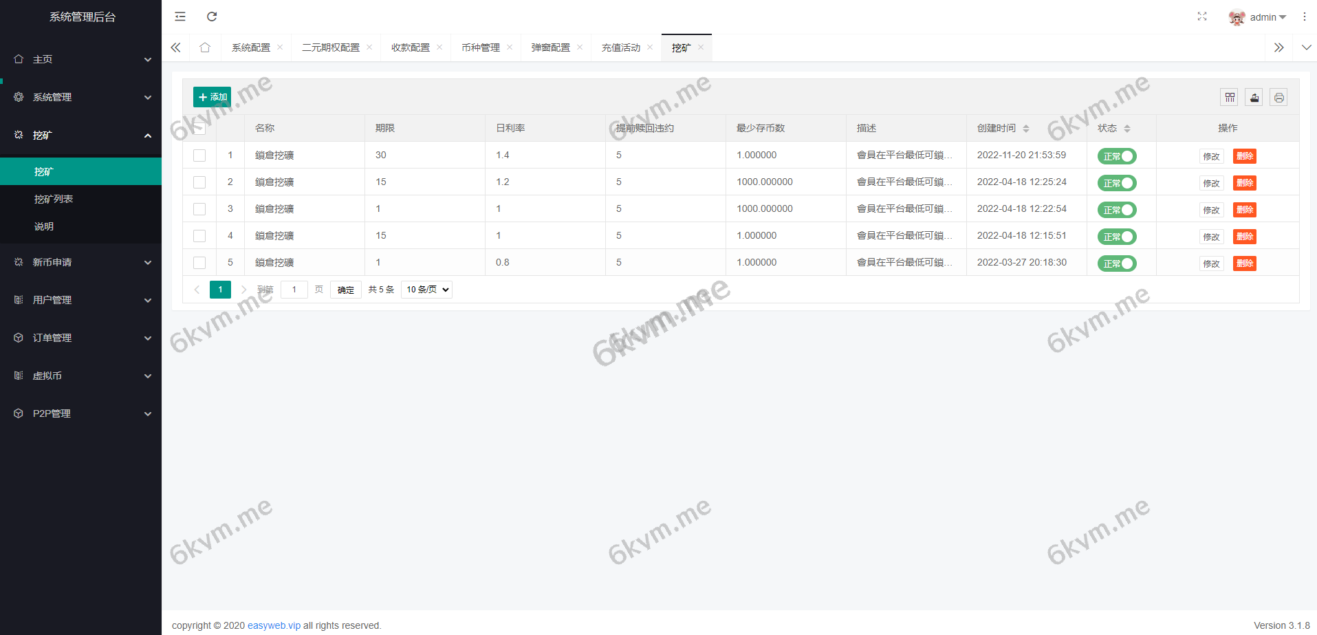 新版多语言交易所系统/秒合约币币交易/P2P理财派单抢单
