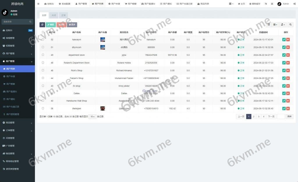 新版多语言tiktok商城 Tiktok跨境商城系统 内嵌tiktok 内置客服 vue thinkphp